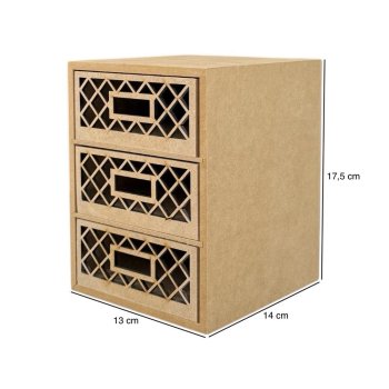 Mini Cômoda Arabesco 3 Gavetas 13x14x17,5