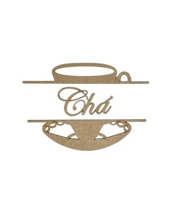 Aplique Xícara Cortada Com Palavra Chá Cursiva