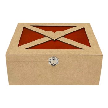 Caixa Coração Com Acrílico Vermelho Com Fecho E Dobradiça 25x20x10