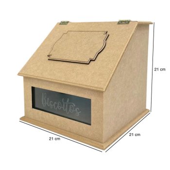 Caixa De Biscoito Com Acrílico E Aplique 21x21x21