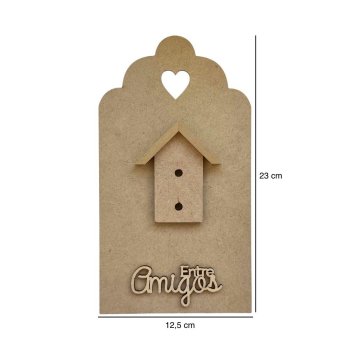 Pingente De Porta Com Aplique Casinha "Entre Amigos" 12,5x23