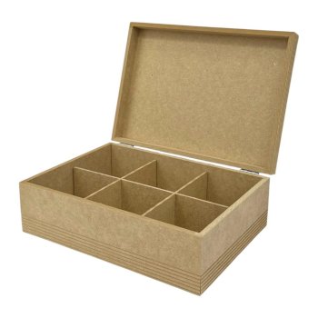 Caixa De Chá Frisada 6 Divisões Com Dobradiça 25X18X9