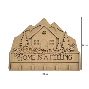 Porta Chaves 3D Home Is A Felling Laser Decoração Natal 28x21