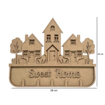 Porta Chaves 3D Sweet Home Laser Decoração Natal 28x24